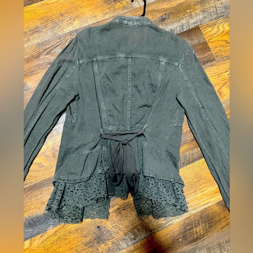 Free people army green khaki jacket button up